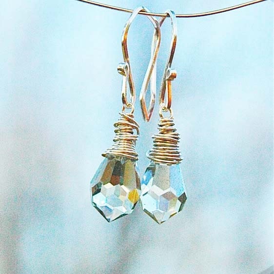 Glittery Glitzy Sterling Silver Crystal Earrings