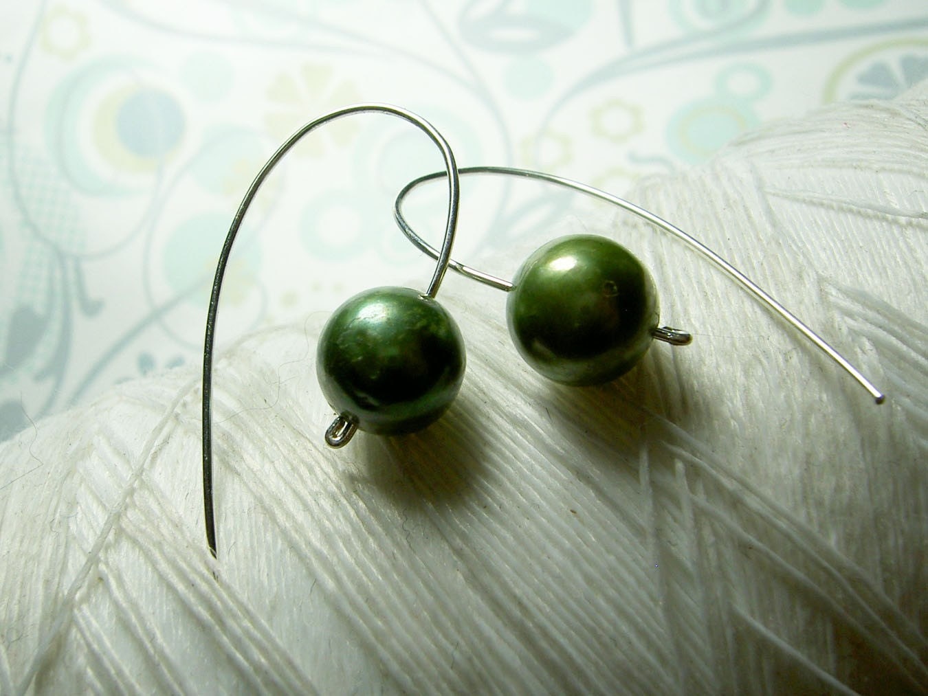 Not Your Grandmothers Pearls - modern freshwater green pearl earrings in sterling silver