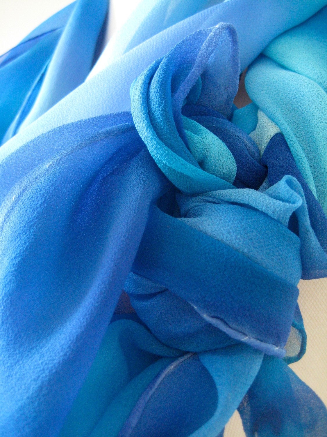 To the Sea sheer hand painted ultra long silk chiffon scarf