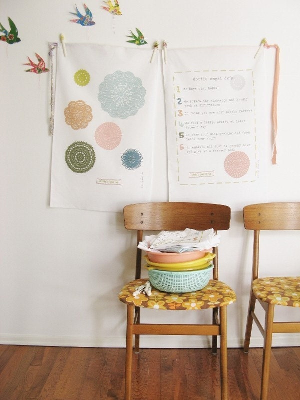 a perfectly peachy pair of dottie angel tea towels