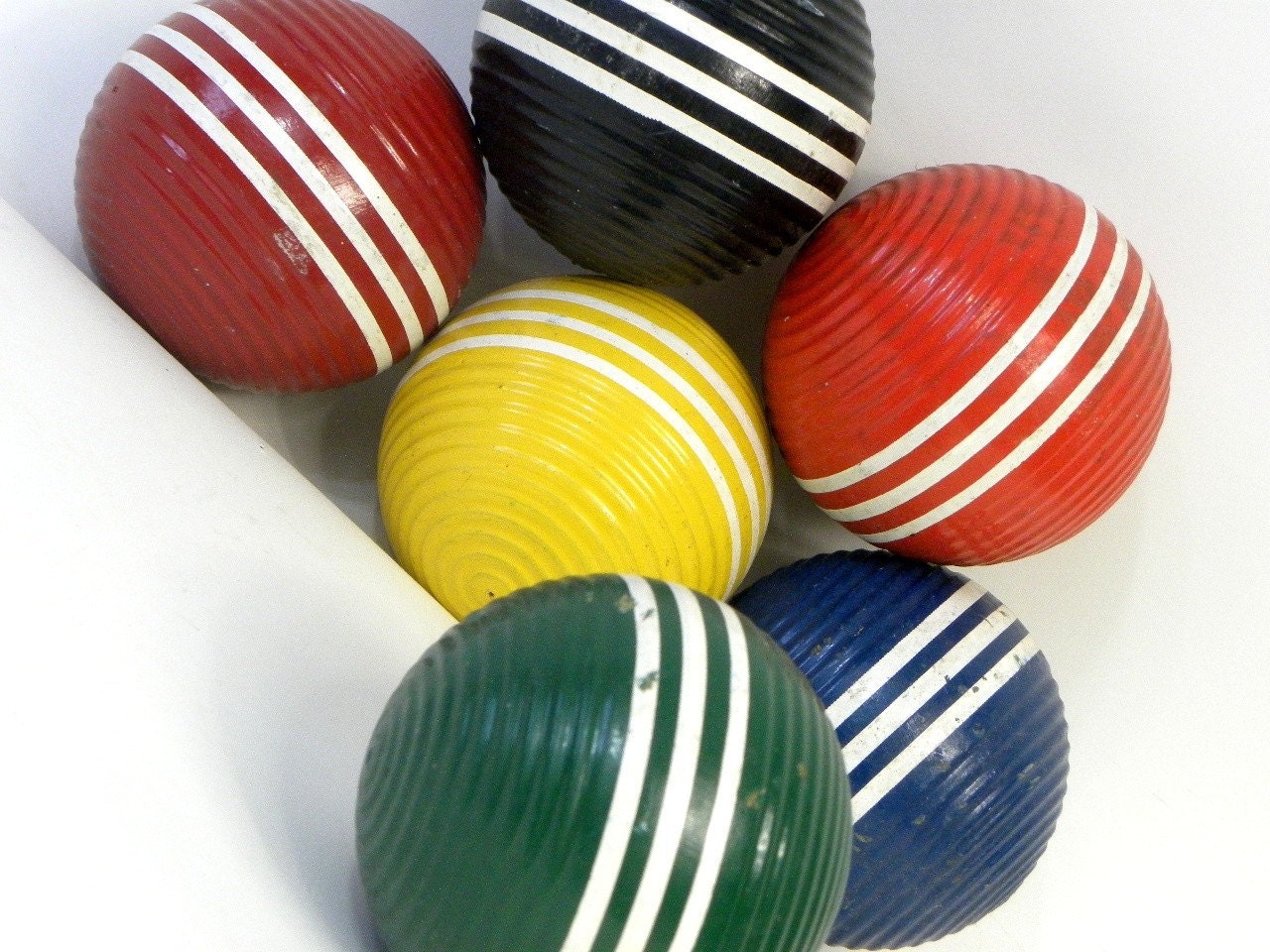 Six 
Wooden Croquet Balls
