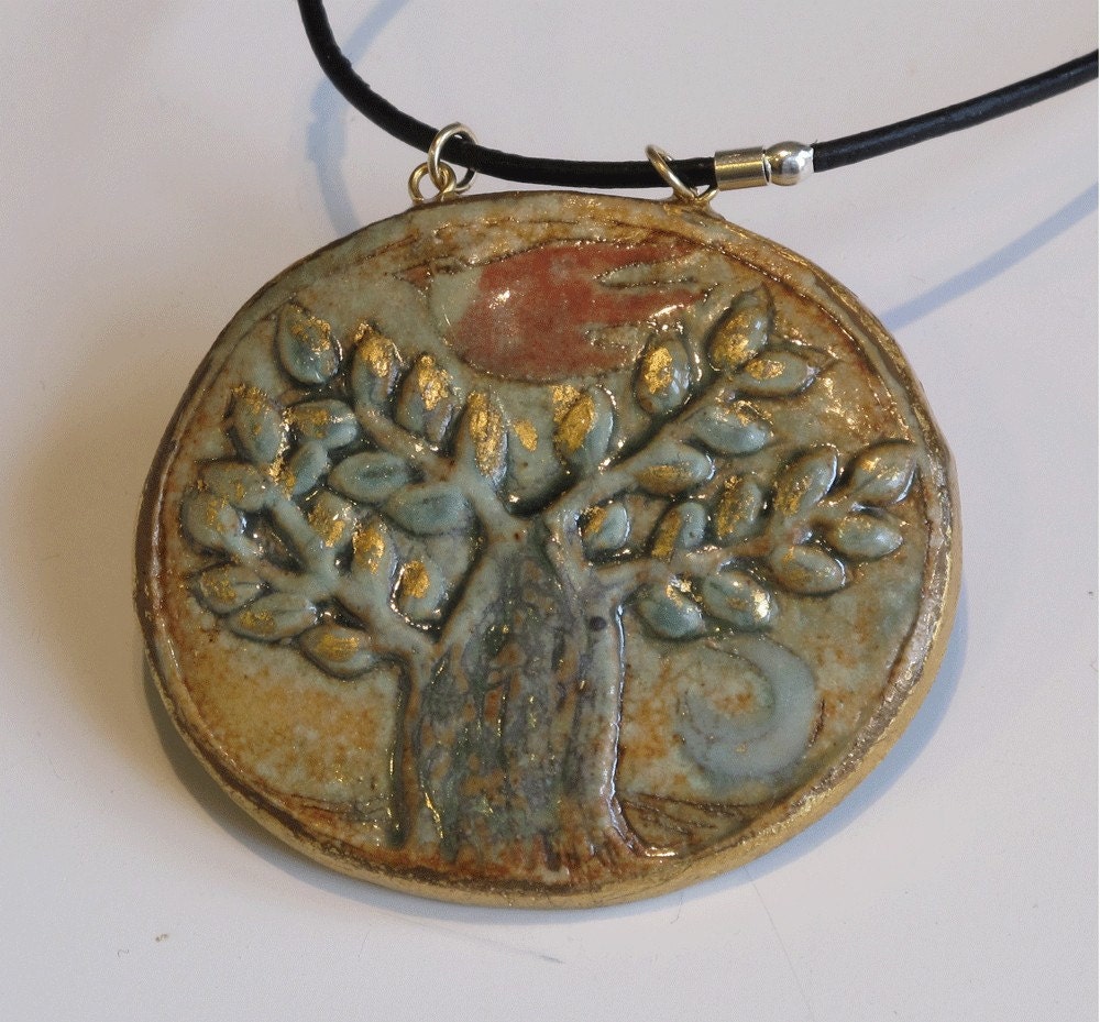 Hedgehog and Tree of Life - two sided pendant