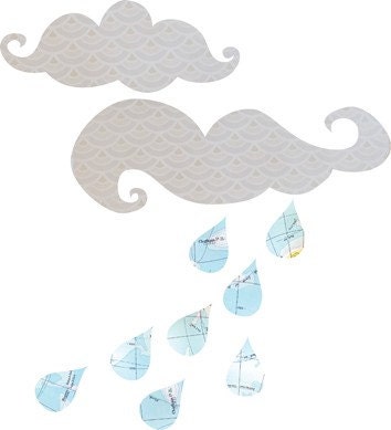 Rainclouds decals - reusable, repositionable, interactive fabric decal wall stickers