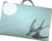 Laptop Bag - Bird and Lace on Aqua- Custom Sizing Available - Handmade