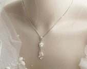 CHRISTINE - Pearl & CZ Cluster Pendant Necklace