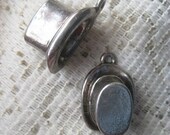 2 Vintage Silver Tone Metal Top Hat Drops or Charms