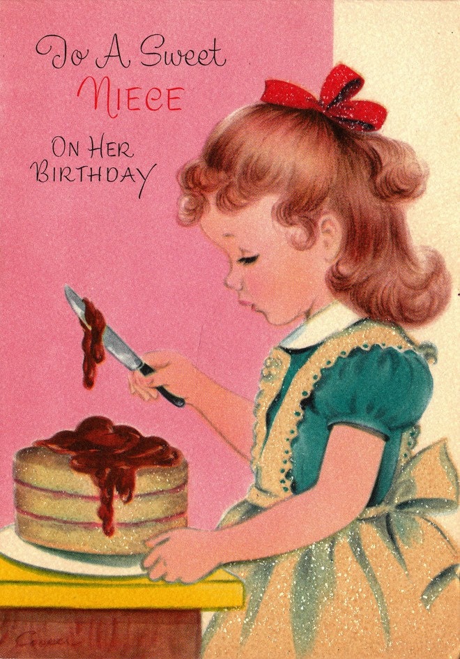 Vintage 1960s To A Sweet Niece On Her Birthday Greetings Card (B20)