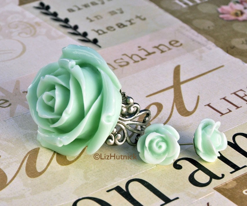 Mint Dream Earrings and Ring Set - FREE shipping