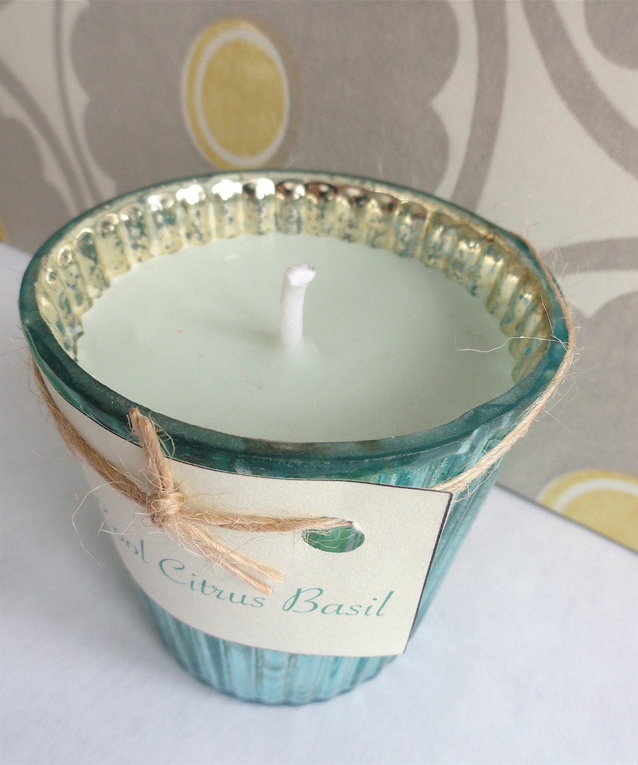 COOL CITRUS BASIL Handcrafted Soy Candle Recycled (6 oz.)