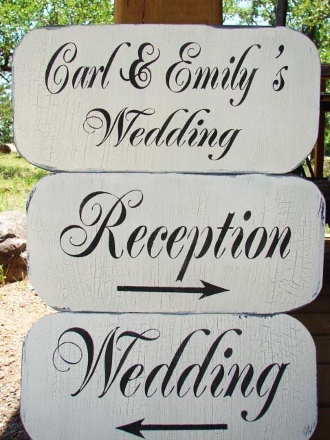 Wedding CUSTOM Signs Beach Vintage Style Cottage Set of 3   2011 BRIDES SPECIAL 15X7.5 Handpainted and Handmade