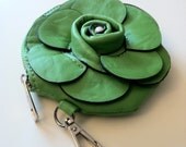Fashion Rose Leather Coin Purse/ Evening Bag/Clutch/Wallet - Green