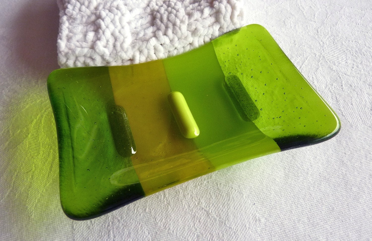 Spring Green Glass Soap Dish