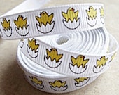 Adorable yellow baby chicks hatching from an egg 3/8" grosgrain ribbon Easter