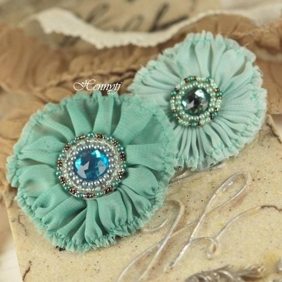 Регент Коллекции: Камберленд - Turquoise Sheer Цветы Ткань