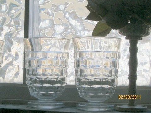 American Pattern, Footed Juice Glasses Tumblers, set of 4
