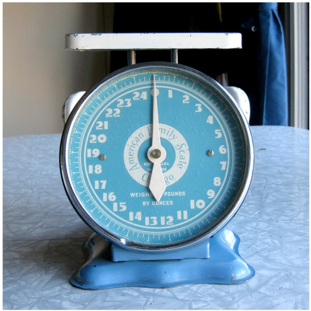 Vintage American Family Scale, Steel Blue, 25 lbs - the WEIGHT of the WORLD