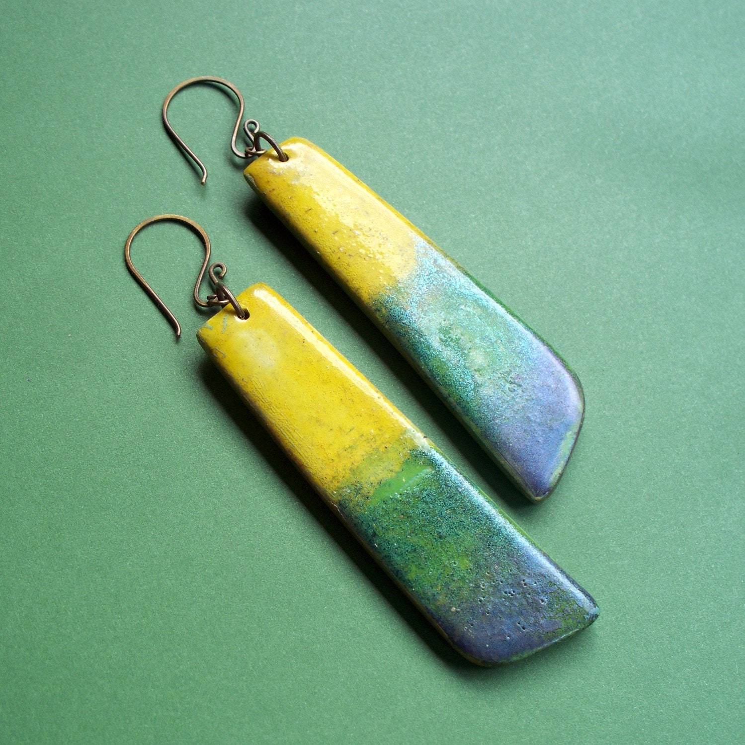 Sol Verde - Yellow and Green Dangle Earrings