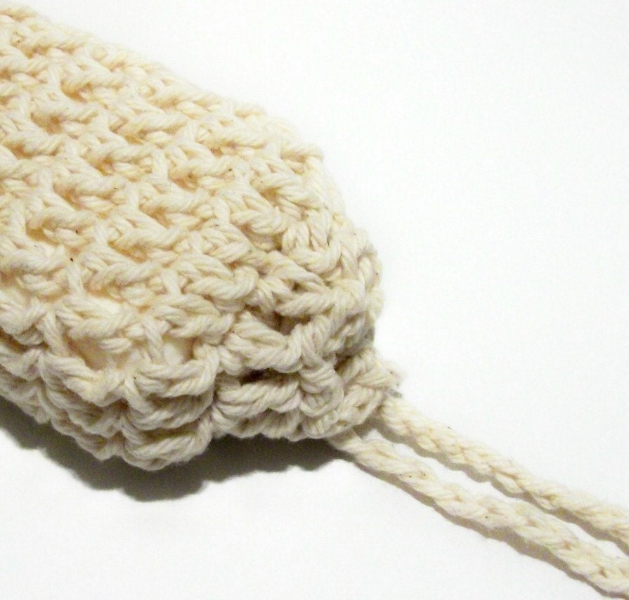 100% Cotton Crochet Soap Saver Sack Natural Ecru