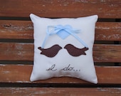 Love Birds I Do ring bearer pillow- baby blue and chocolate brown by Petite25