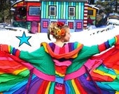Elf Coat by Katwise - RESERVED for Shannon - Rainbow Magic Carousel Dream coat made from Recycled Sweaters - Upcycled Pixie Couture to keep you cozy in the winter snow and ice