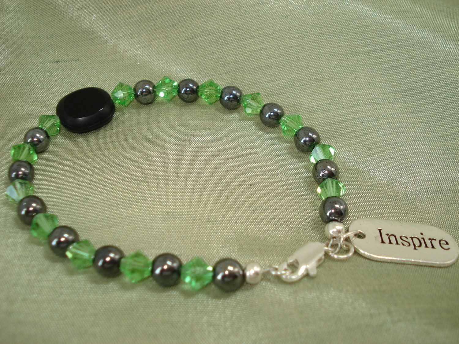 Inspire Green and Black Beaded Bracelet