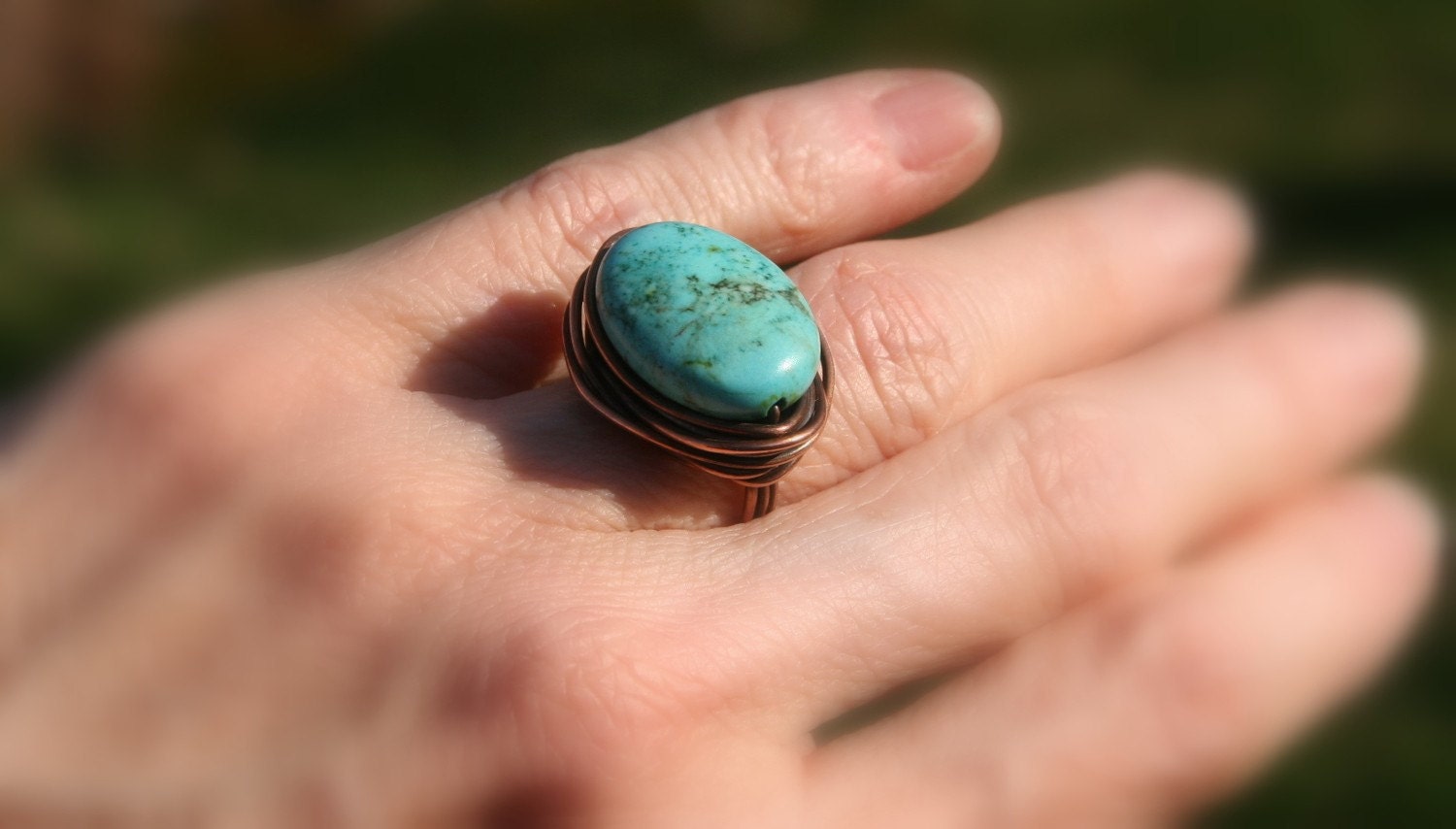 Turquoise and Copper Ring