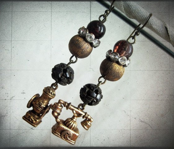 The Meaning of Technology. Asymmetrical Victorian Tribal Earrings.