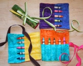 Mini Crayon Roll with 5 Crayola Crayons - Bright and Beautiful Batik - Ideal EASTER BASKET FILLER, Party Favors, Thank You Gift, Purse Size, Diaper Bag Must Have