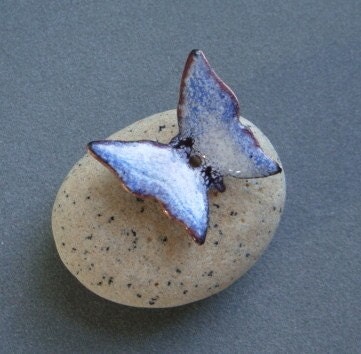 Blue and White Enameled Butterfly