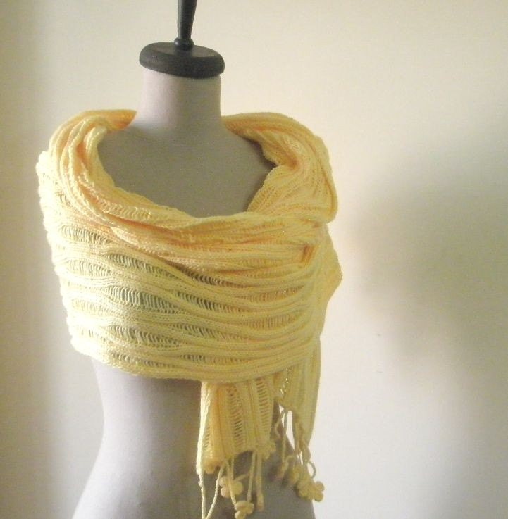 Spring Summer Yellow Shawl RECTANGLE Wrap Stole Shawl Projectt