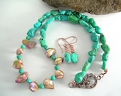 Tuscany Sky - Turquoise and Keshi Pearl Necklace