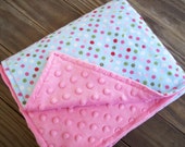 Pink Minky with Polka Dots Blanket