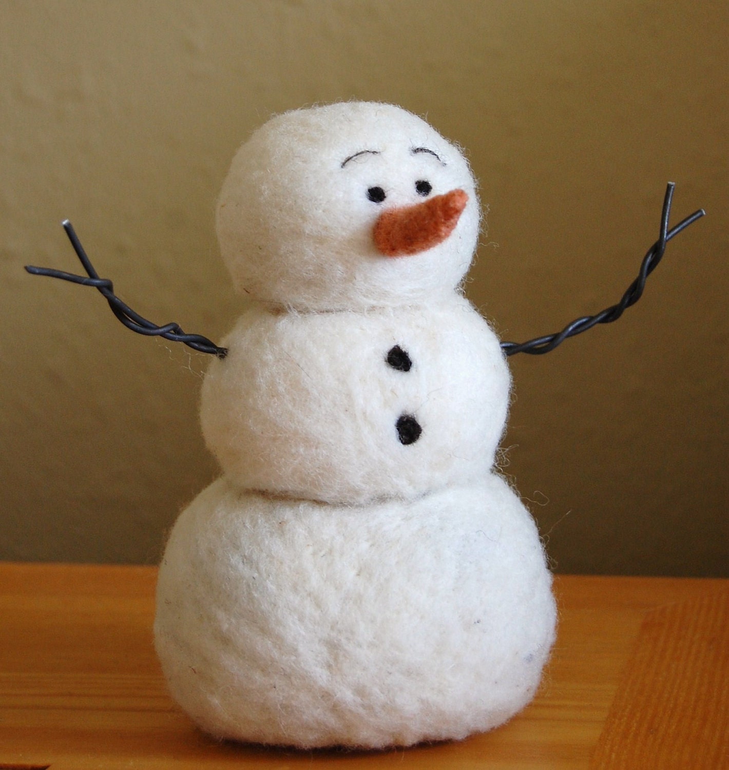 Needle Felting kit, Needle Felted Snowman instructions and supplies