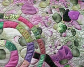 Original abstract art quilt pink green mauve