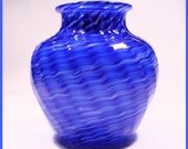 Blue Double Stamped Twisted Bud Vase