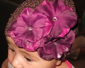 Infant Waffle Hat- Brown flowers