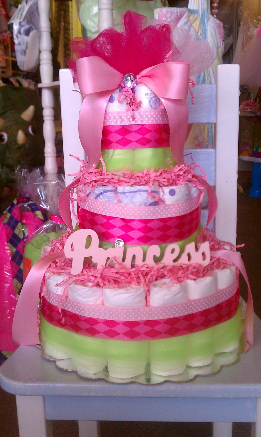 Pink Princess 3 Tier Diaper Cake