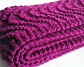Lacy 
Scarf, Fuchsia Plum Purple Thick Scalloped Lace, Extra Long Hand Knit 
Merino Wool