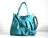 Mini 
Ruche Bag in Blue Turquoise Leather - Ready to Ship