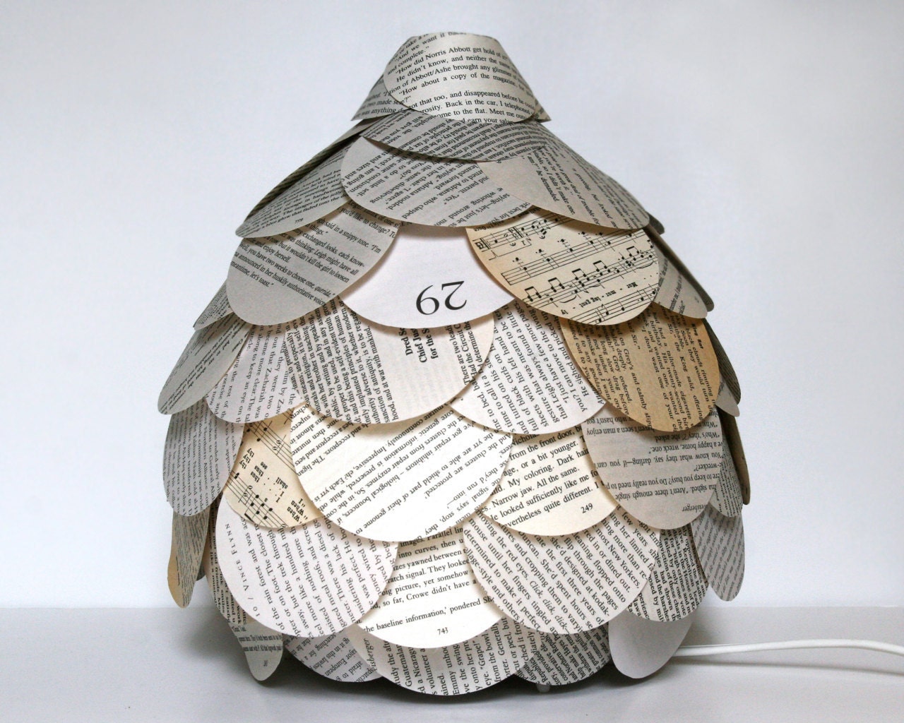 Mixed Book Page Table Lamp - Paper Lantern Light