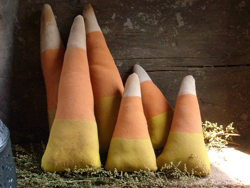 6 Primitive Halloween Grungy Candy Corn Bowl Fillers