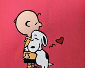 charlie brown and snoopy hugging 4 x 6 print