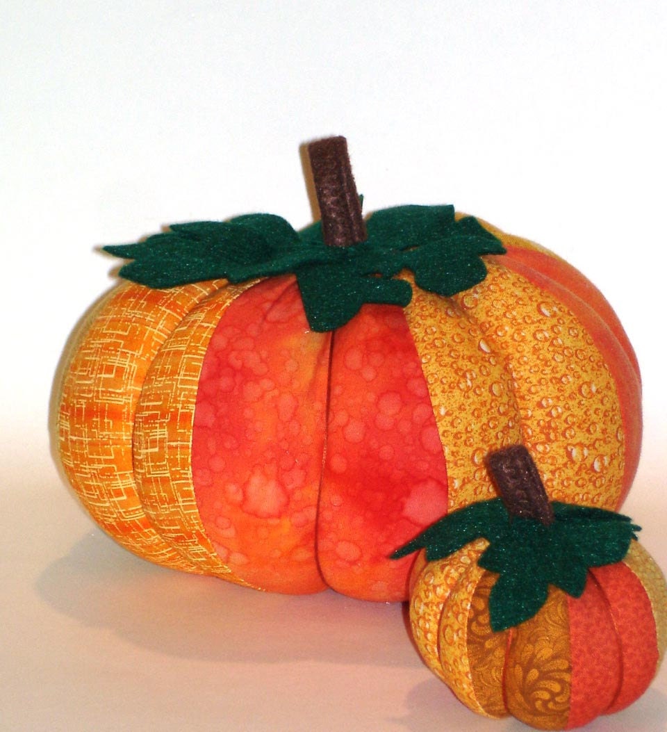Pumpkins, cotton fabric, patchwork, set of two