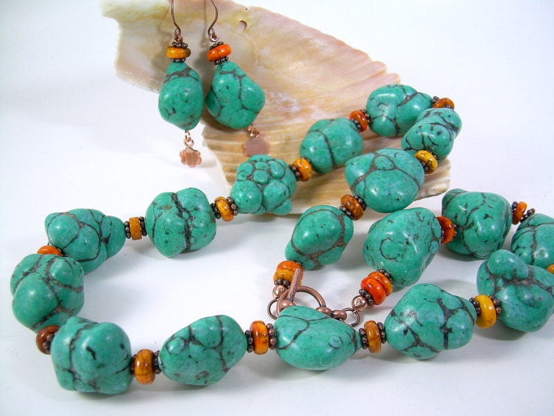 Indian Fall - Bold Turquoise Necklace Set