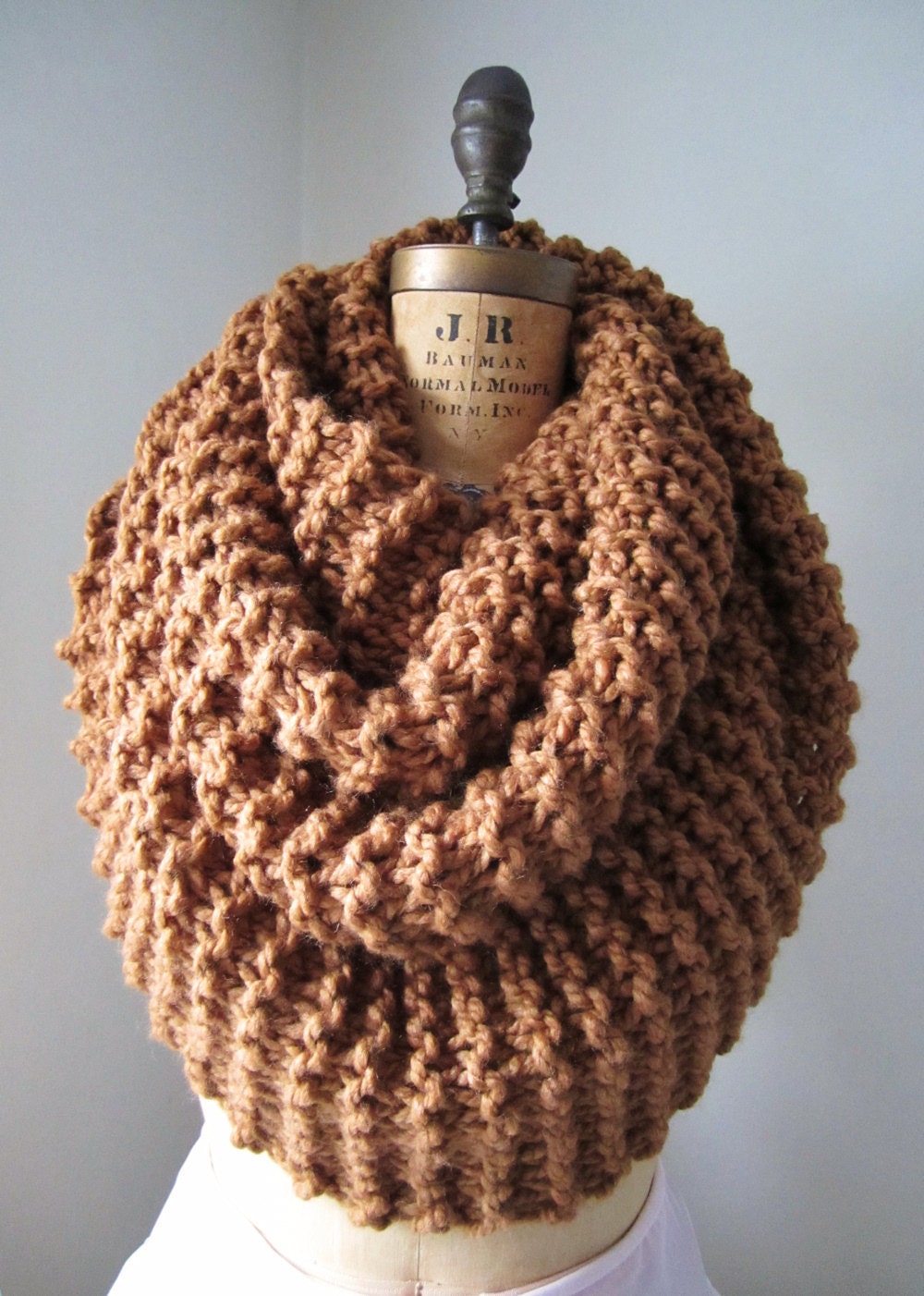 Super  Snuggly Chunky knit cowl hazelnut brown