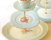 Alice Loves Sky Blue, Cupcake Stand & Cake Tray Platter in 3 Tiers for Wedding, Tea Party or Birthday Sweets