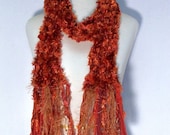 Knit Fluffy Scarf Colors of Autumn Leaves