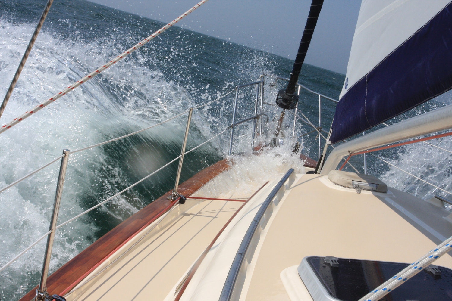 Sailboat Photo - Sailing The Ruff Seas on a Beautiful Day - 5x7