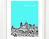 Melbourne Australia Poster  8x10 City Skyline Art Print