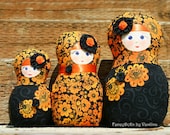 Autumn home decor doll Russian nesting dolls Matryoshka Babushka - set of three